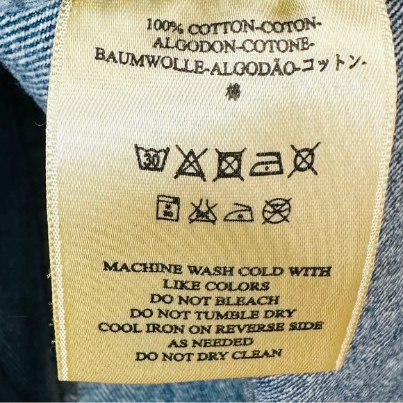 Free People Patchwork Blues Blue Denim Pinafore Overall Jean boho mini Dress - Picture 12 of 13